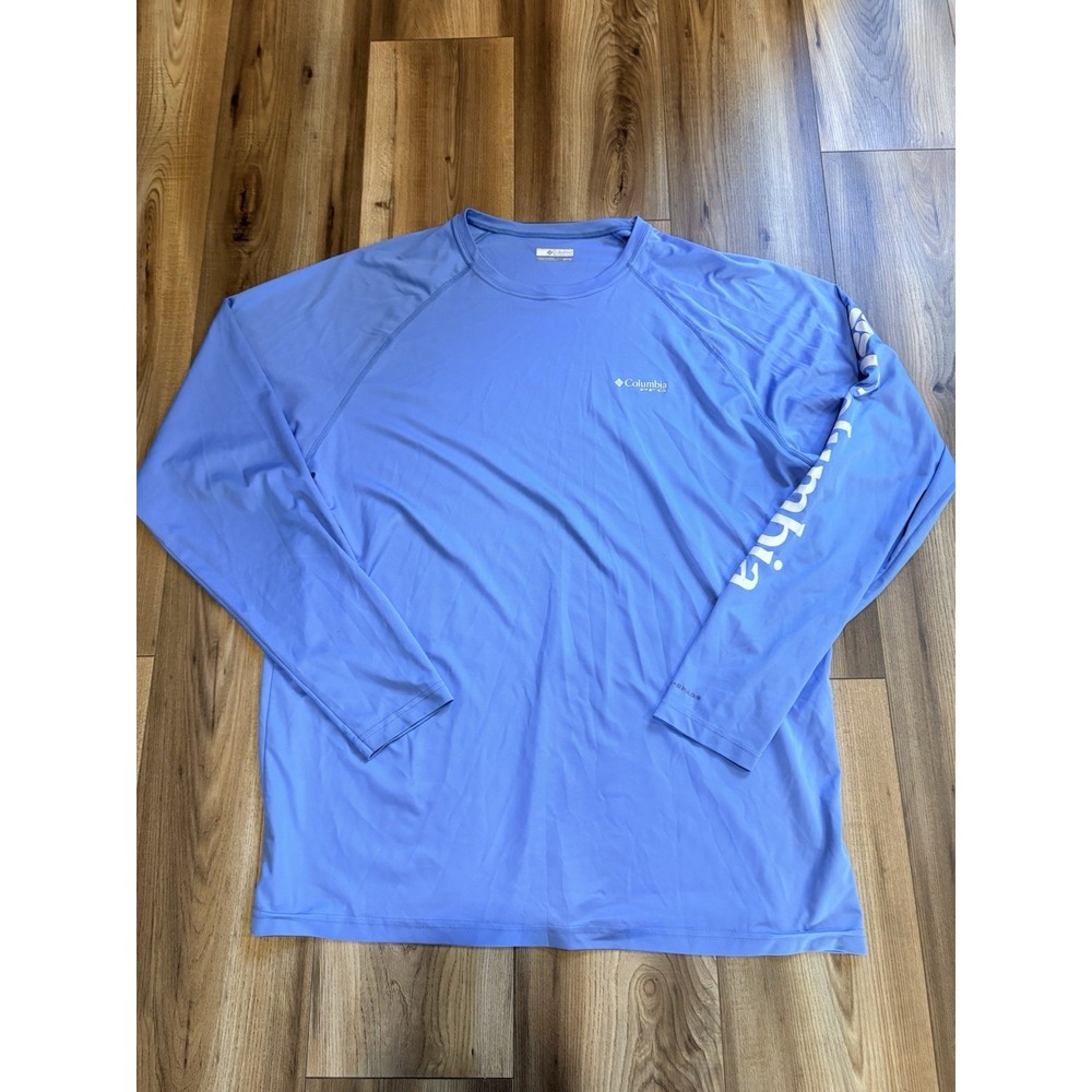 Columbia PFG Fishing Gear Shirt Men's XL Light Blue Long Sleeve